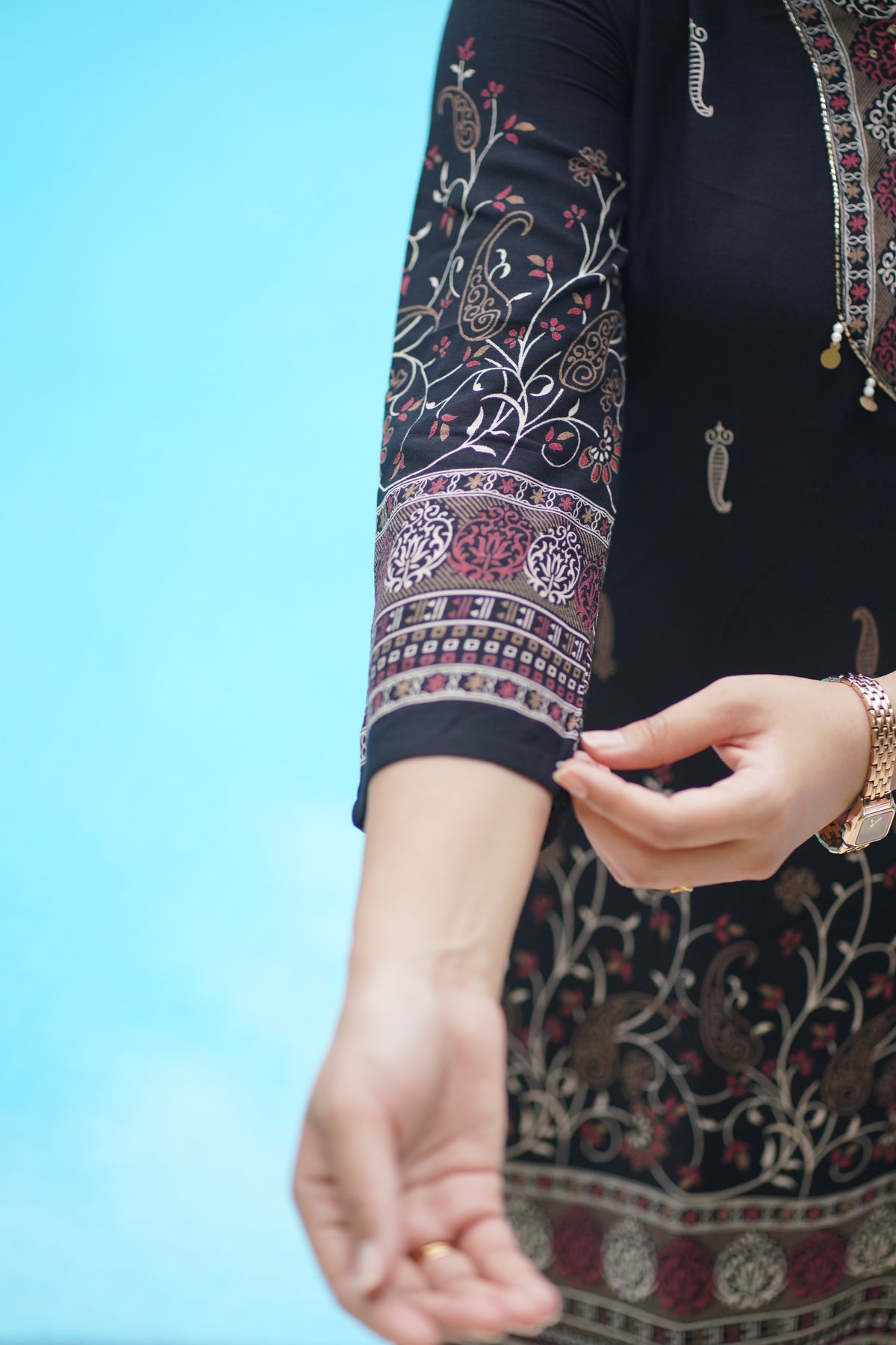 BLACK PAISLEY Print Co-ord Set with Contrast Border